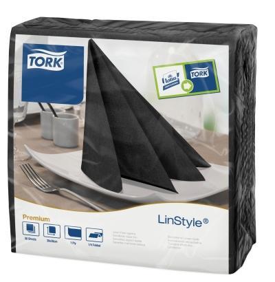 Ubrousky textílního charakteru TORK LinStyle Premium 39x39cm černé - 50ks