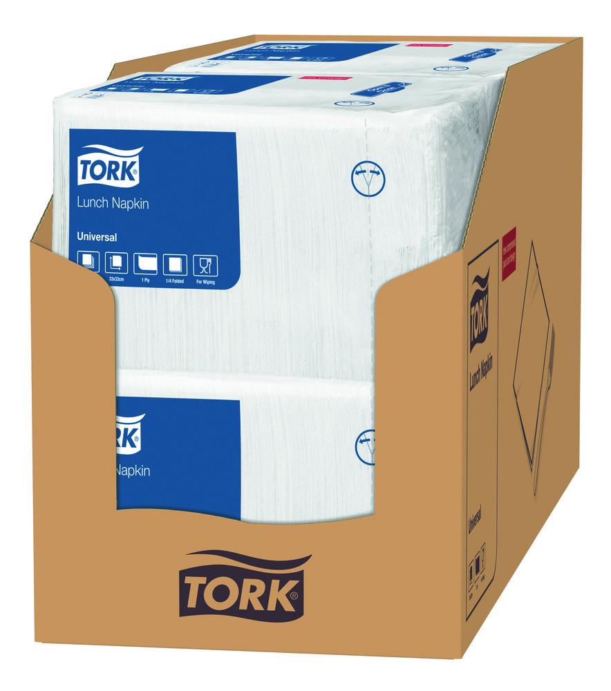 Papírové ubrousky TORK 1vrstva 33x33cm bílé - 500ks
