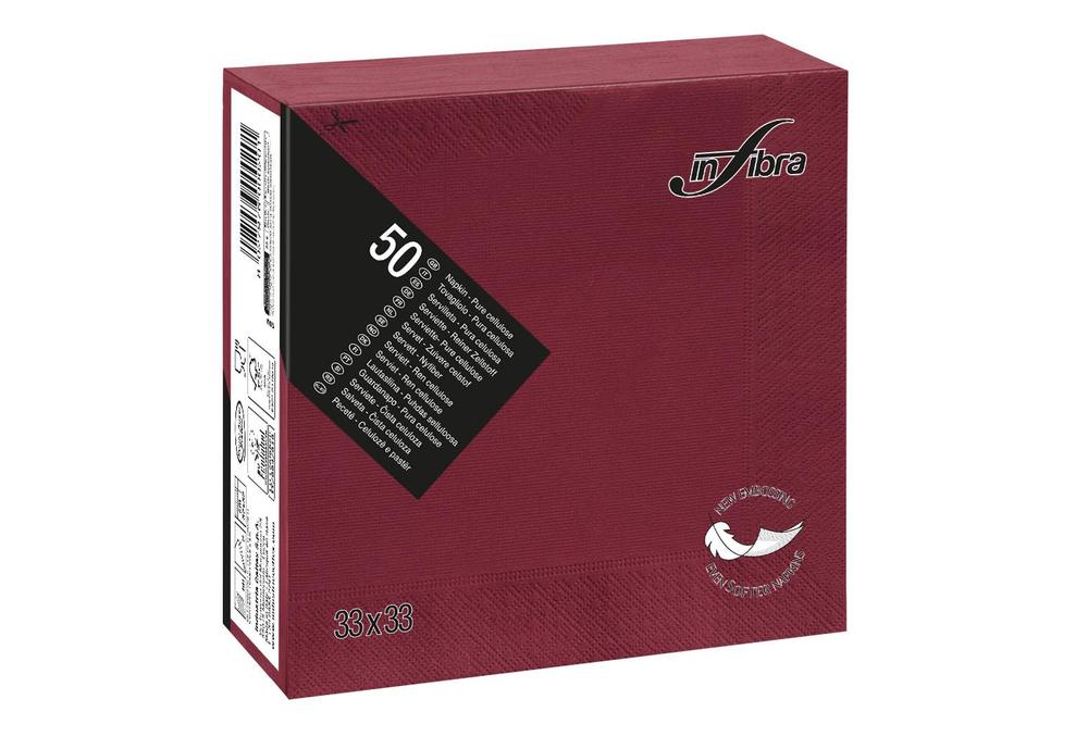 Papírové ubrousky INFIBRA New Soft-touch 2vrstvy 33x33cm bordó - 50ks