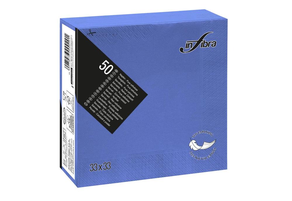 Papírové ubrousky INFIBRA New Soft-touch 2vrstvy 33x33cm modrá - 50ks