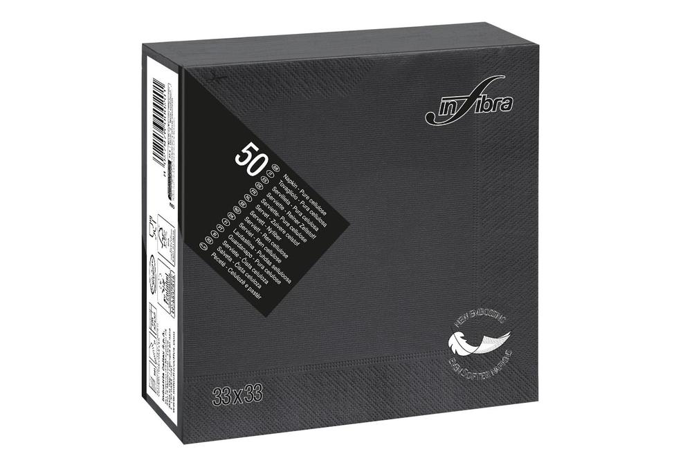 Papírové ubrousky INFIBRA New Soft-touch 2vrstvy 33x33cm černá - 50ks