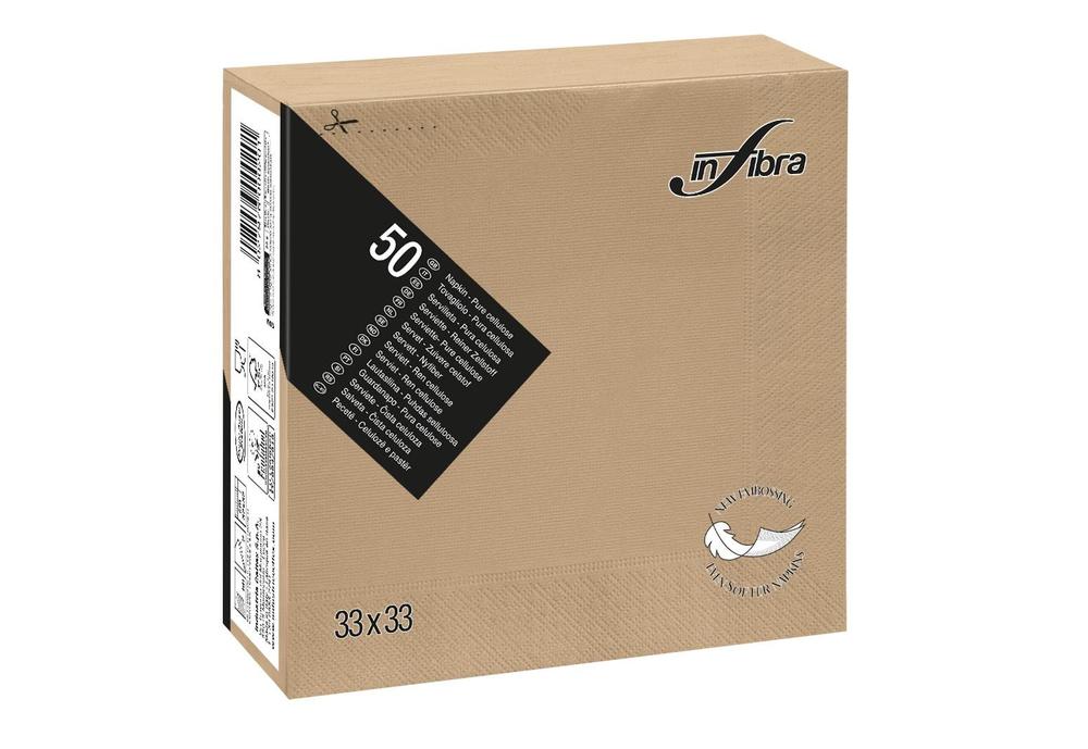 Papírové ubrousky INFIBRA New Soft-touch 2vrstvy 33x33cm cappuccino - 50ks