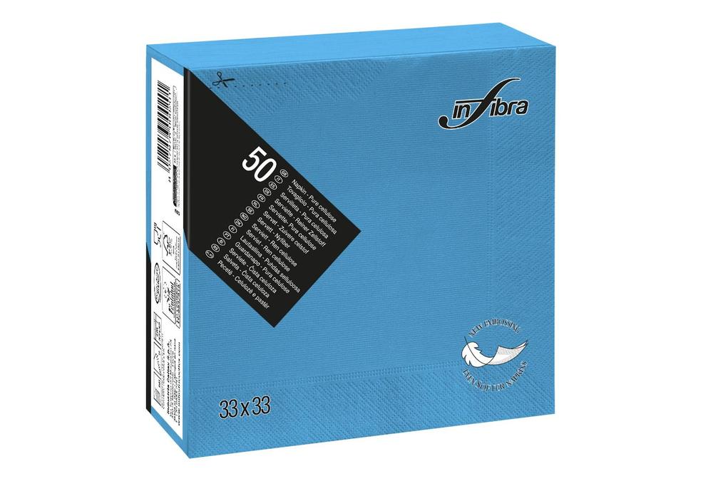 Papírové ubrousky INFIBRA New Soft-touch 2vrstvy 33x33cm tyrkysová - 50ks