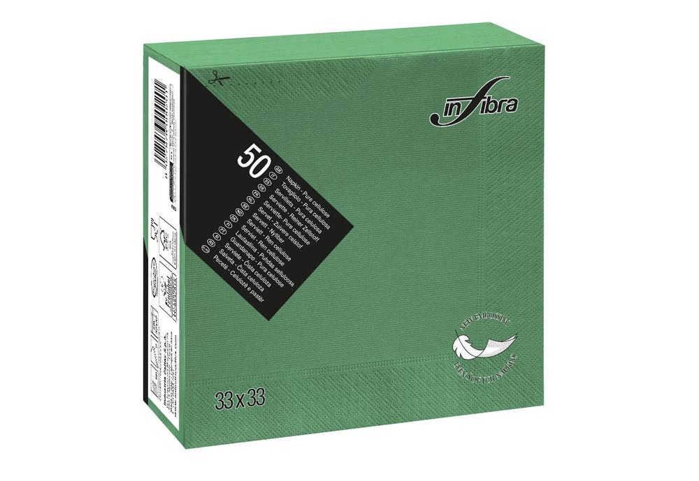 Papírové ubrousky INFIBRA New Soft-touch 2vrstvy 33x33cm zelená - 50ks