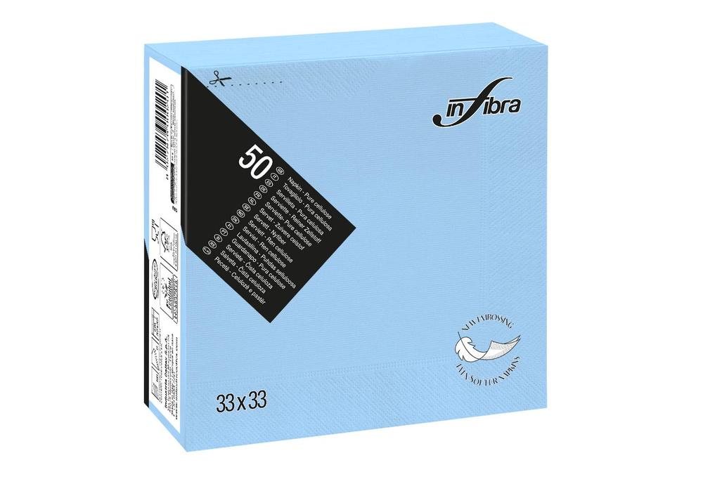 Papírové ubrousky INFIBRA New Soft-touch 2vrstvy 33x33cm světle modrá - 50ks