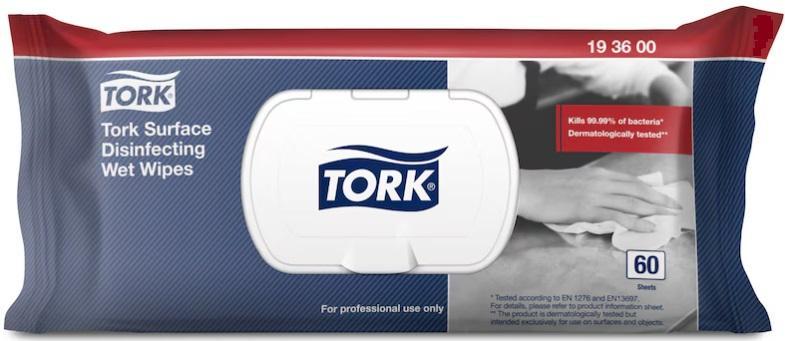 Vlhčené ubrousky TORK Premium na dezinfekci povrchů - 60ks