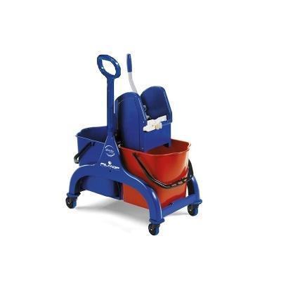 Úklidový vozík Fred, 2x15l, plast, plastový průhmat