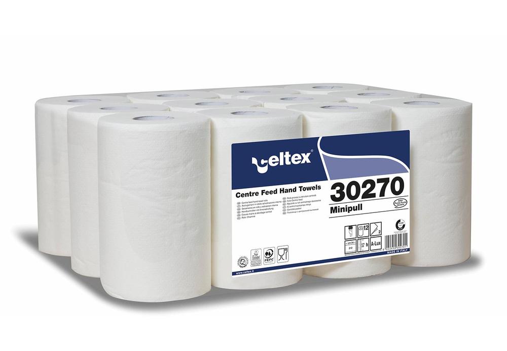 Papírové ručníky v miniroli CELTEX Lux bílá 2vrstvy - 12ks