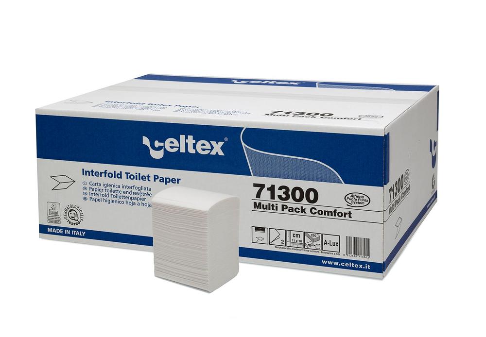 Toaletní papír CELTEX Comfort skládaný 2vrstvy bílý 9000ks - 1krt