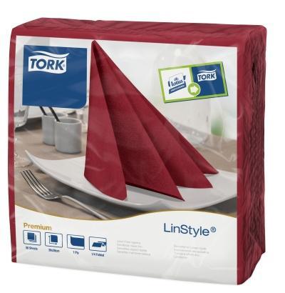 Ubrousky textílního charakteru TORK LinStyle Premium 39x39cm burgundy - 50ks