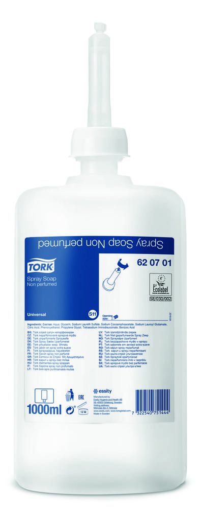 Sprejové neparfémované mýdlo TORK 1l S11