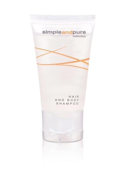 Hotelový vlasový a tělový šampón v tubě 30ml Simple and Pure - 50ks