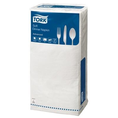 Papírové ubrousky TORK 3vrstvy 39x39cm bílé - 100ks