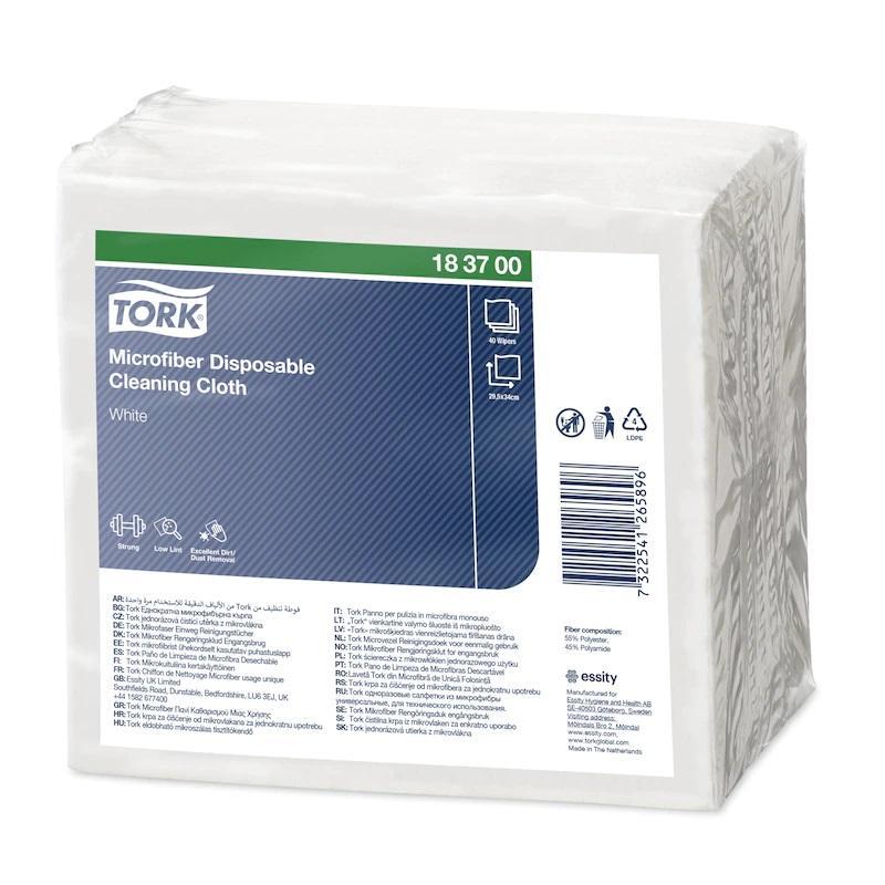 Tork jednorázová čisticí utěrka z mikrovlákna 29,5x34cm, bílá - 40ks