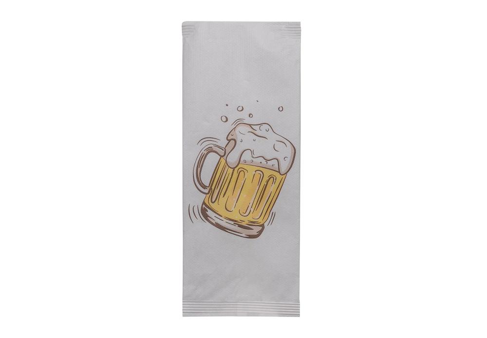 Papírová kapsička na příbory Infibra New Beer s bílým ubrouskem - 125ks