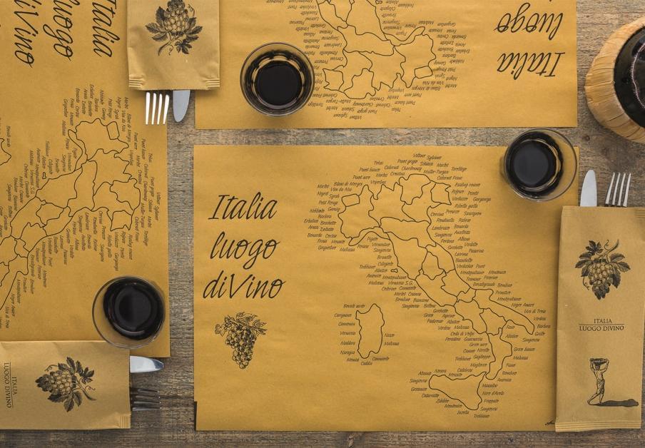 Papírová kapsička na příbory Infibra New NATUR Italia s bílým ubrouskem - 125ks