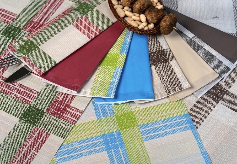 Papírová kapsička na příbory Infibra New šampaň s bílým ubrouskem - 125ks