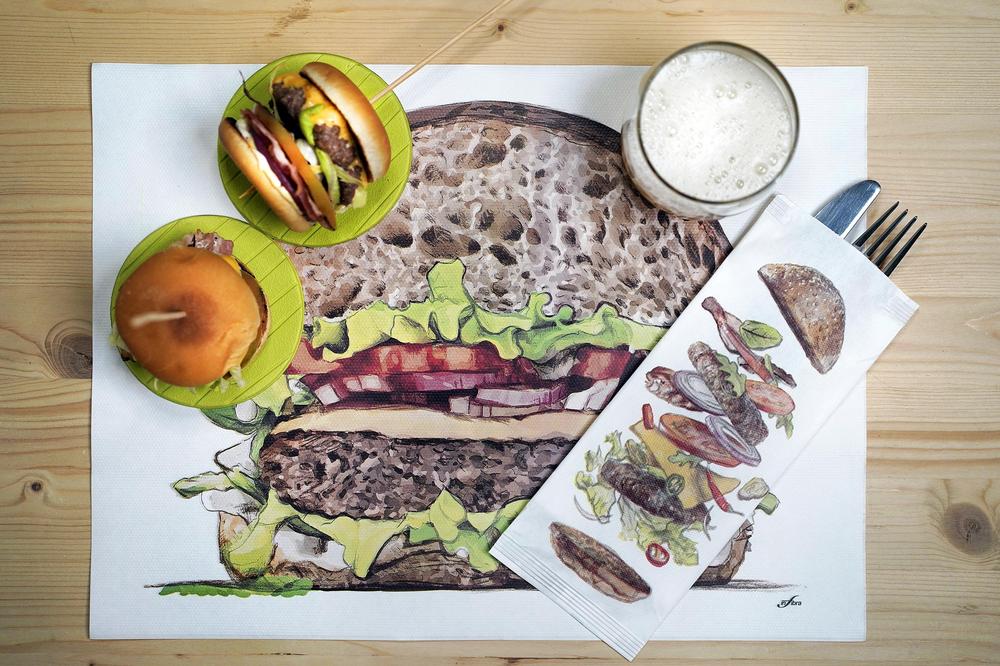 Jednorázové papírové prostírání Infibra Hamburger 30x40cm - 250ks