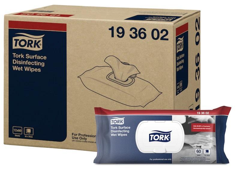 Vlhčené ubrousky TORK Premium na dezinfekci povrchů - 60ks