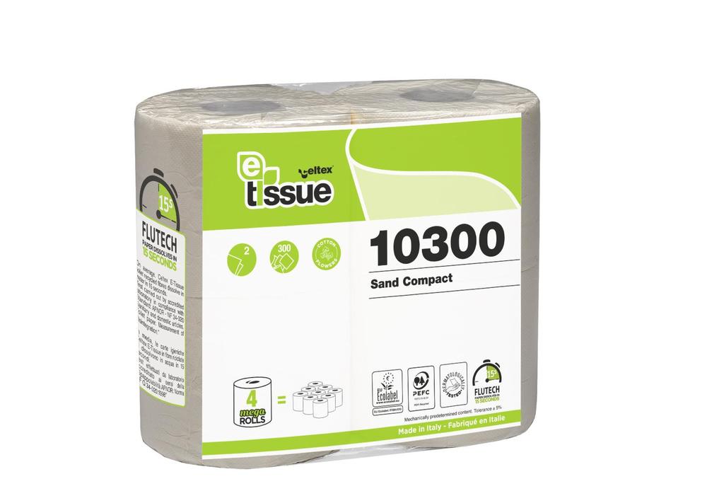 Toaletní papír CELTEX BIO E-Tissue Sand 2vrstvy 300 útržků - 4ks