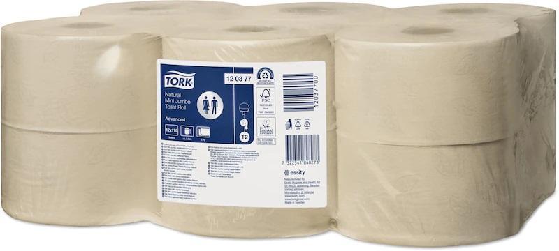 Toaletní papír v Mini Jumbo roli TORK Natural 2vrstvy T2 - 12ks NEW